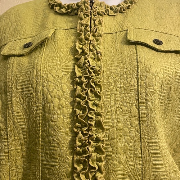 Ruby Rd. Lime Textured Blazer with Ruffle‎ Trim - Picture 2 of 4